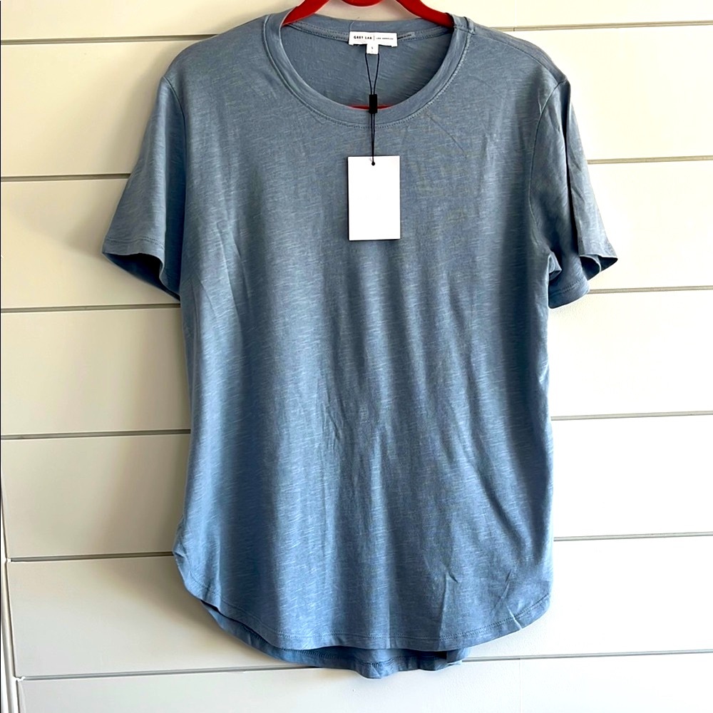 GREY LAB Gray Blue Fitted Short Sleeve Tee NEW